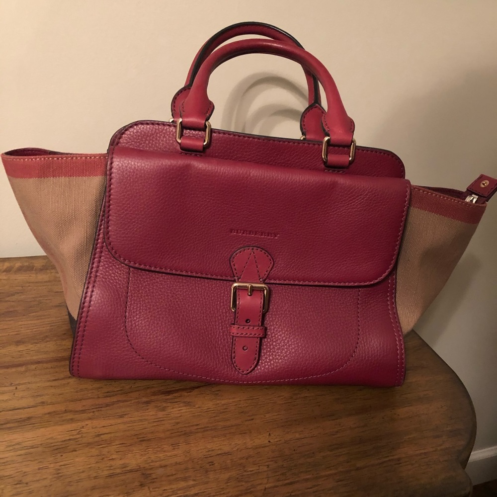 Burberry Leather & Check Detail handbag